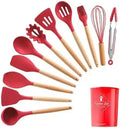 Kit Gourmet de Utensílios de Silicone - 12 Peças Utensílios de Silicone Lemon Store Vermelho 