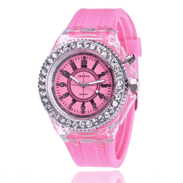 Relógio Geneva Luminous Feminino Silicone Lemon Store Rosa 