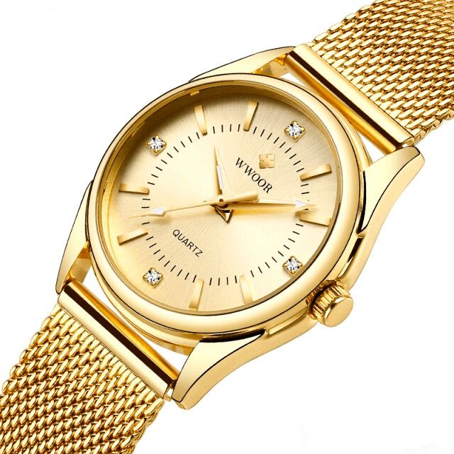 Relógio Wwoor Elegant Feminino Aço Lemon Store Dourado 